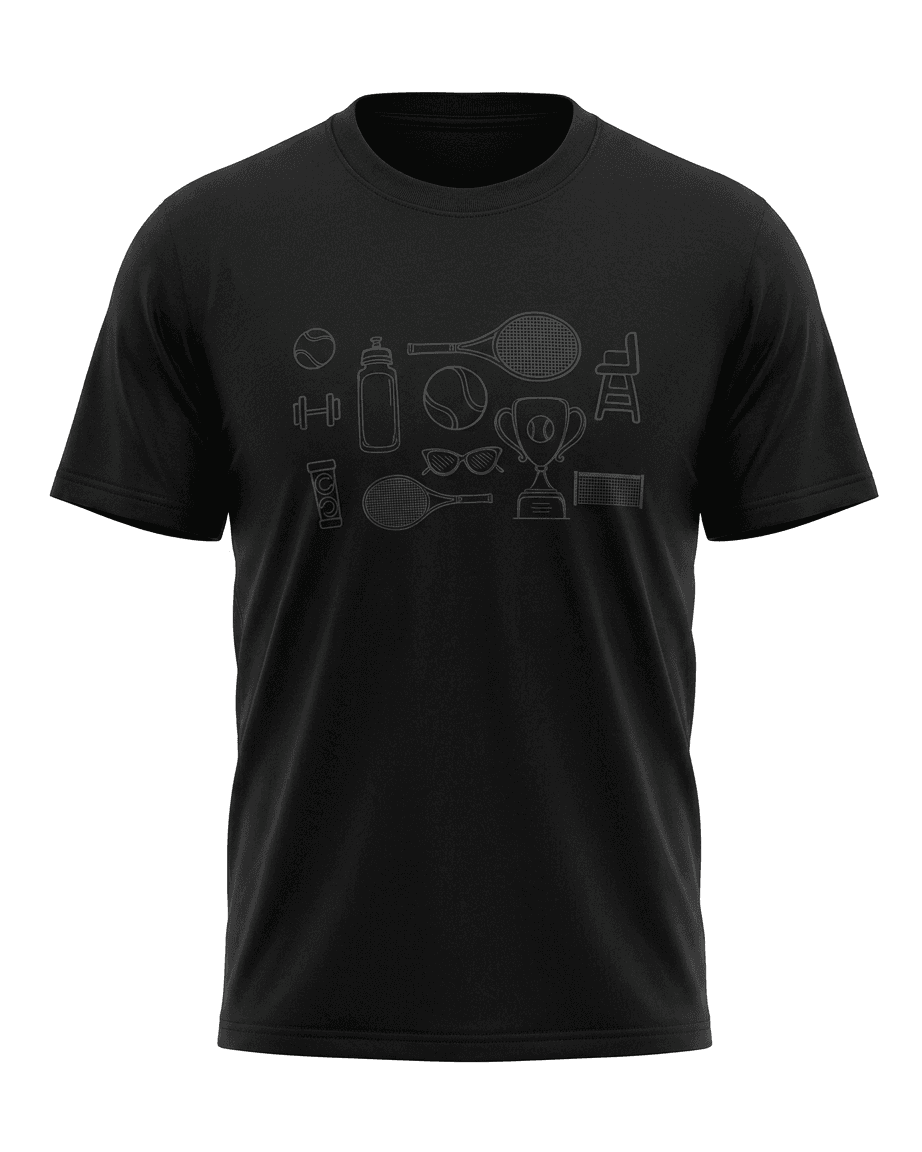 UNIPRO UNISEX-TENNIS ICONS SS TSHIRTS-BLACK