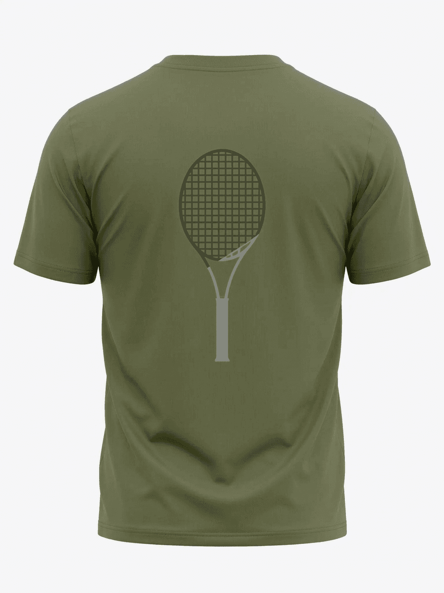 UNIPRO UNISEX-TENNIS RACKET SS TSHIRTS-DARK GREEN