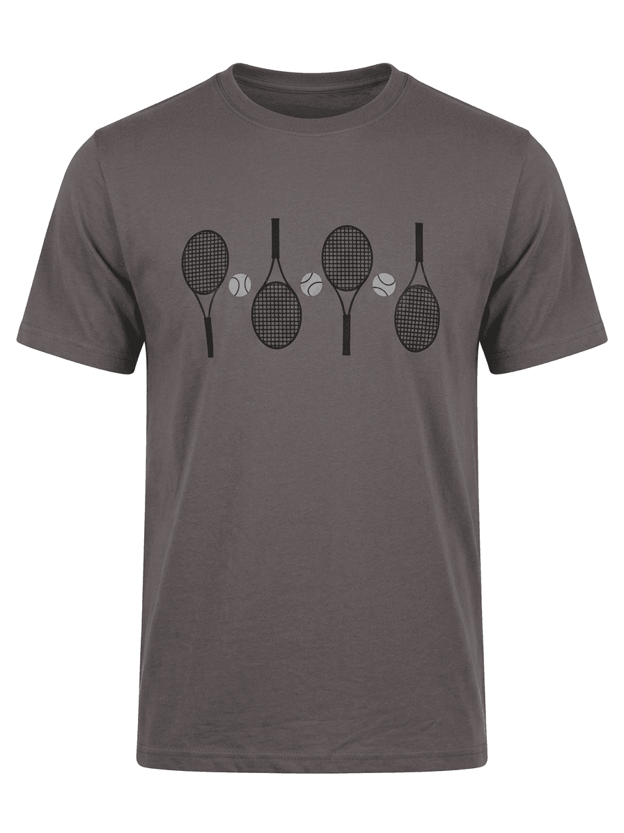 UNIPRO UNISEX-RACKETS AND BALLS SS TSHIRTS-ANTHRACITE