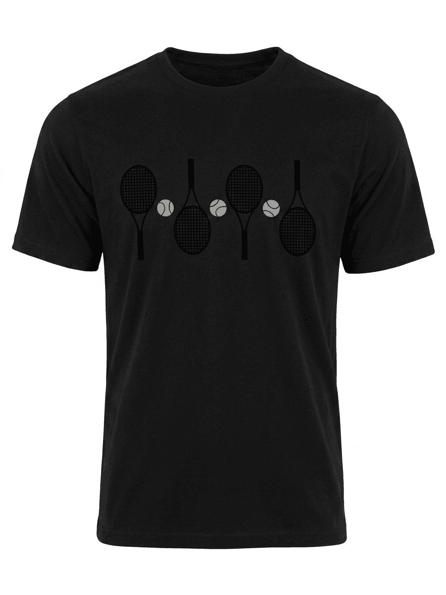 UNIPRO UNISEX-RACKETS AND BALLS SS TSHIRTS-BLACK