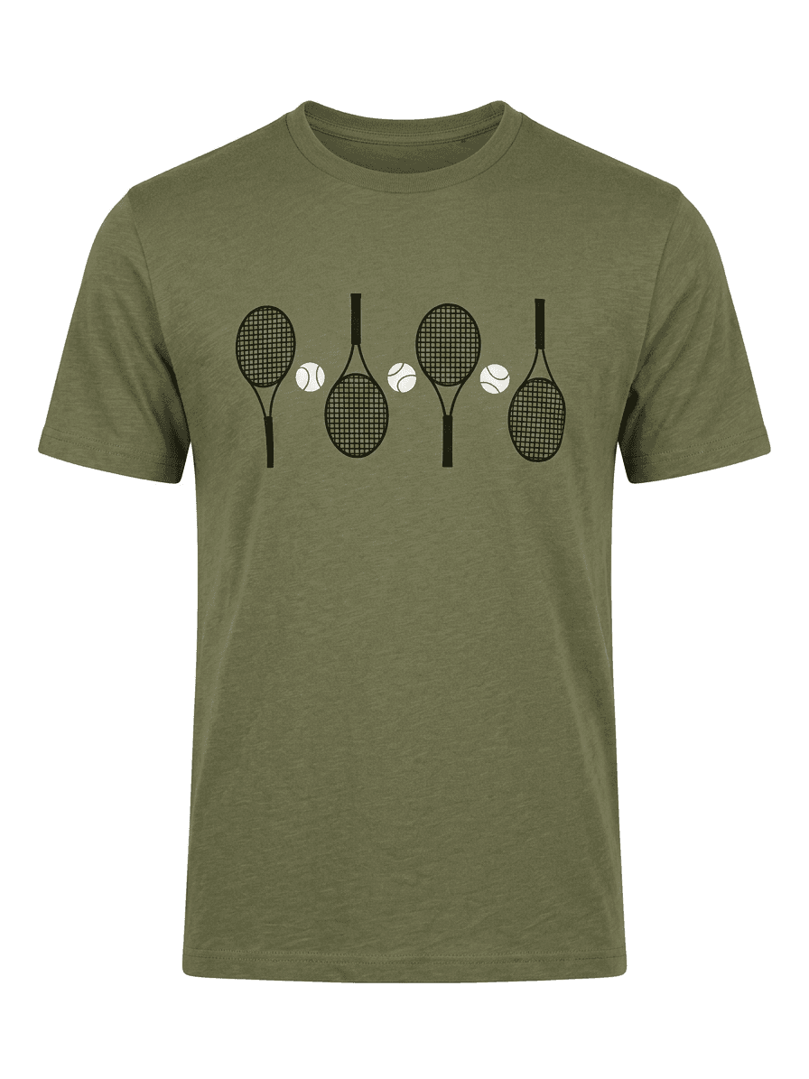 UNIPRO UNISEX-RACKETS AND BALLS SS TSHIRTS-DARK GREEN