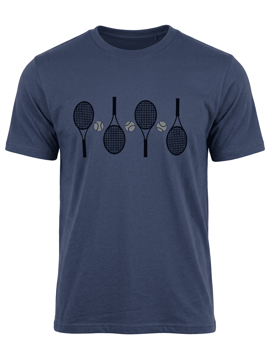 UNIPRO UNISEX-RACKETS AND BALLS SS TSHIRTS-NAVY