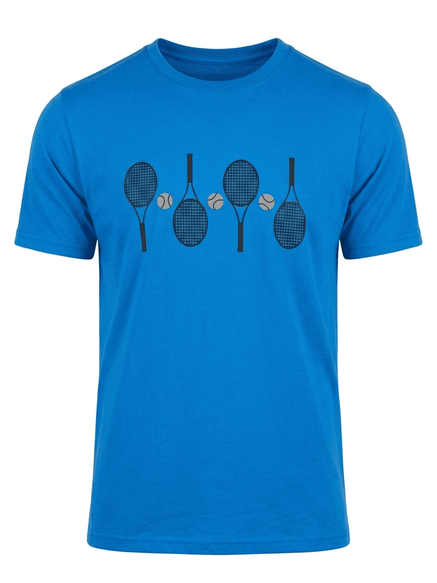 UNIPRO UNISEX-RACKETS AND BALLS SS TSHIRTS-HEATHER ROYAL