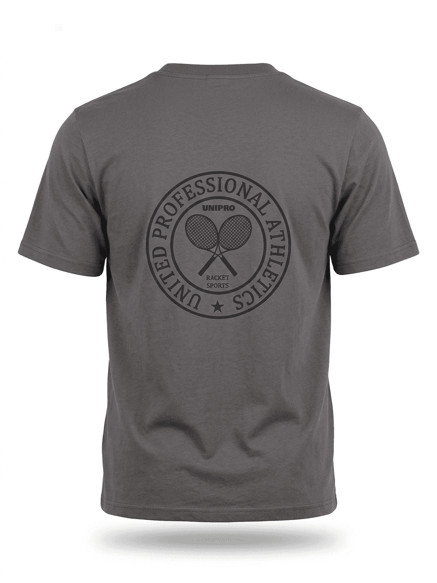 UNIPRO UNISEX-TENNIS CIRCLE LOGO SS TSHIRTS-ANTHRACITE