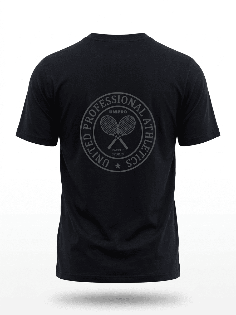 UNIPRO UNISEX-TENNIS CIRCLE LOGO SS TSHIRTS-BLACK