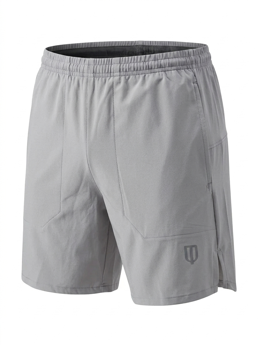UNIPRO MEN-LOVE RUN WOVEN SHORTS — LIGHT GREY