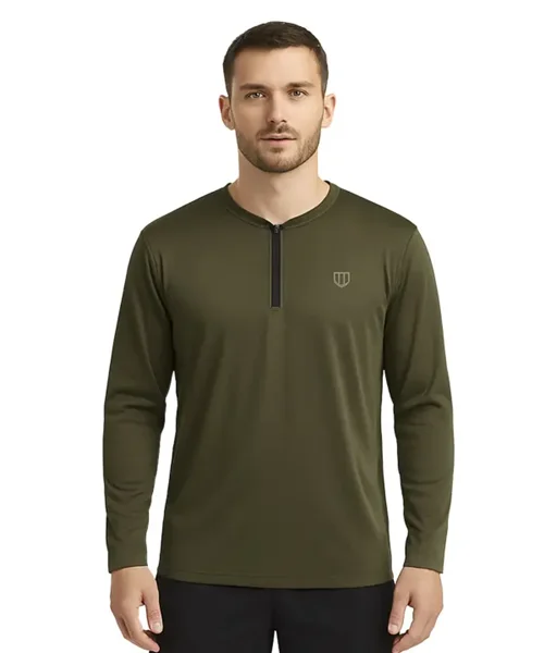 UNIPRO MEN-1/2 ZIPPER PERFORMANCE SHIRTS-DARK GREEN