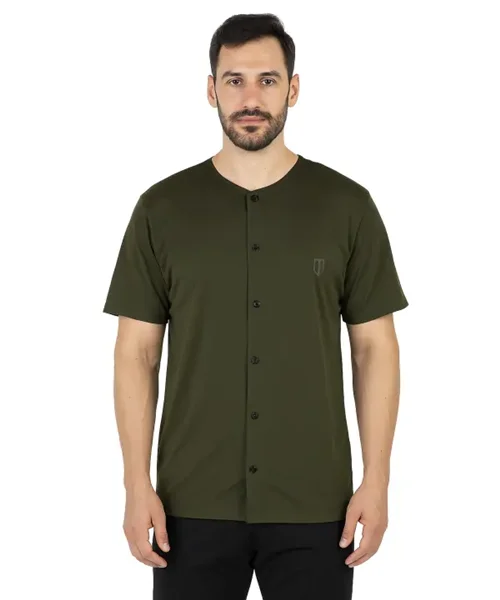UNIPRO MEN-BASEBALL LS SHIRTS-DARK GREEN
