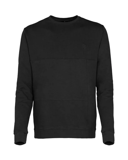 SMALL LOGO DIVIDED CREW NECK SWEATERS-BLACK