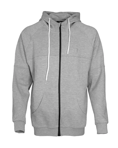 ARDI HOODED W. ZIPPER SWEATERS-MELANGE LIGHT GREY