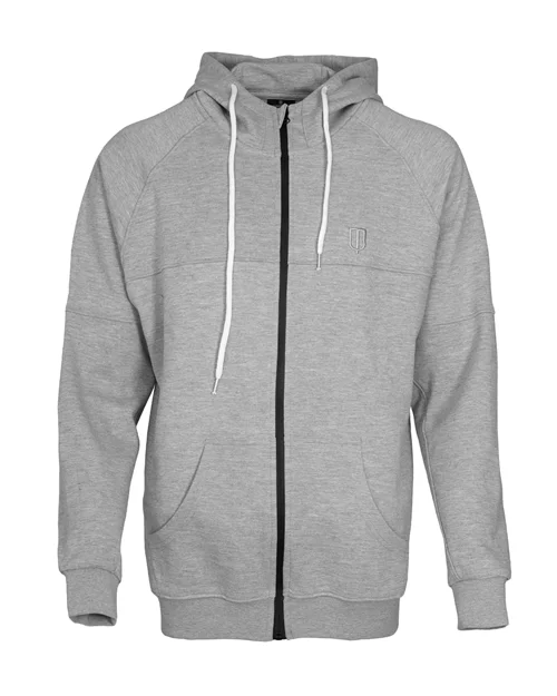ARDI HOODED W. ZIPPER SWEATERS-MELANGE LIGHT GREY