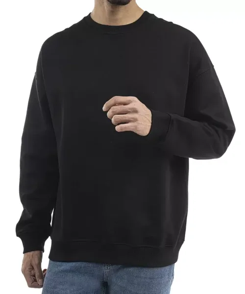 HIDDEN LOGO CREW NECK SWETERS -BLACK