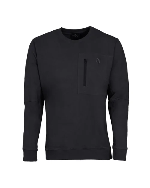 SMALL LOGO CHEST POCKET CREW NECK SWEATERS-BLACK