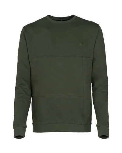 SMALL LOGO DIVIDED CREW NECK SWEATERS-DARK GREEN