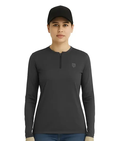UNIPRO WOMEN-1/2 ZIPPER PERFORMANCE SHIRTS-ANTHRACITE