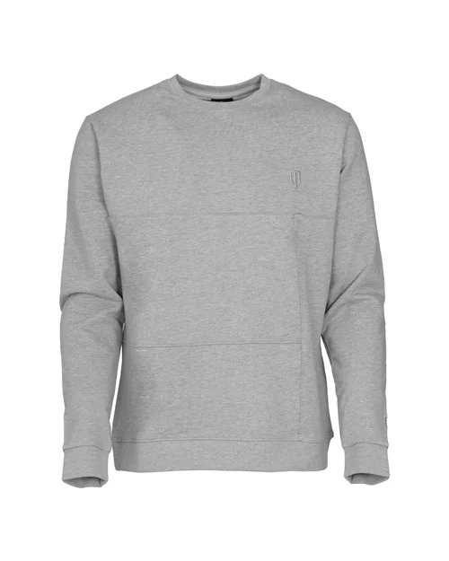 SMALL LOGO DIVIDED CREW NECK SWEATERS-MELANGE LIGHT GREY