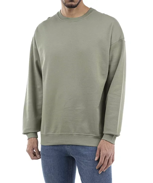 HIDDEN LOGO CREW NECK SWETERS -LEAK GREEN