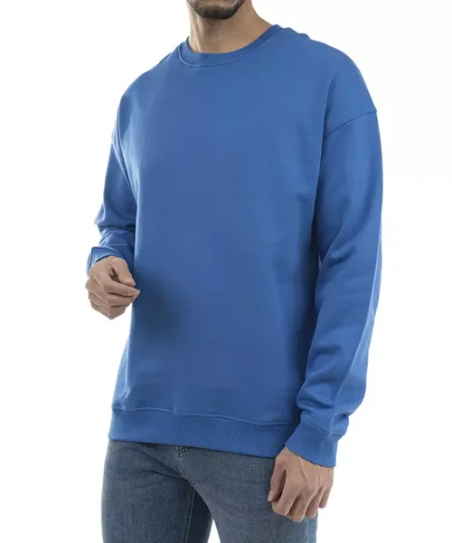 HIDDEN LOGO CREW NECK SWETERS-BLUE