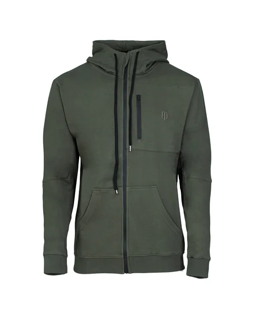 SMALL LOGO HOODED W. ZIPPER SWEATERS-DARK GREEN