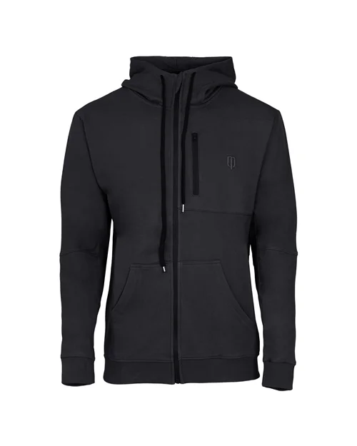 SMALL LOGO HOODED W. ZIPPER SWEATERS-BLACK