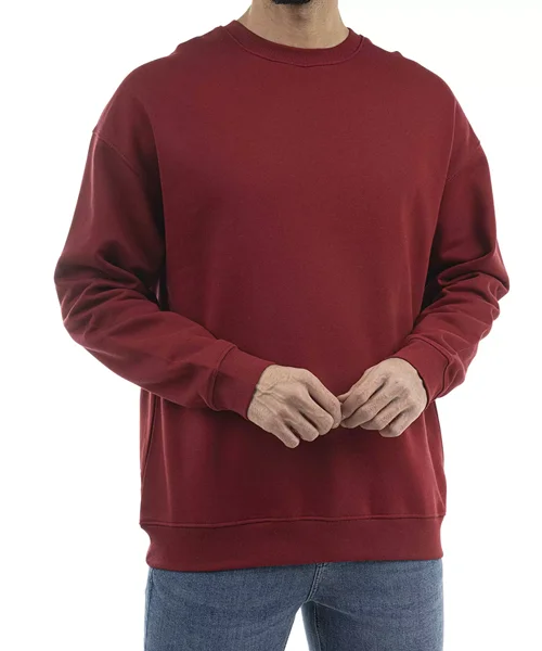 HIDDEN LOGO CREW NECK SWETERS-CRIMSON